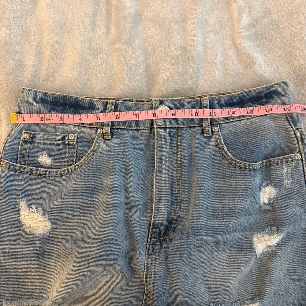 Denim Distressed Mini Skirt - Picture 7 of 7